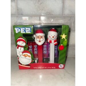 PEZ Merry Christmas Twin Pack Santa and Snowman Candy Dispensers 6 rolls candy